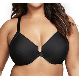 Glamorise 1247 Front Closure Smoothing WonderWire Underwire Bra Size 42G Black